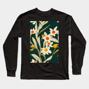 Beautiful Stylized White Flowers, for all those who love nature #207 Long Sleeve T-Shirt